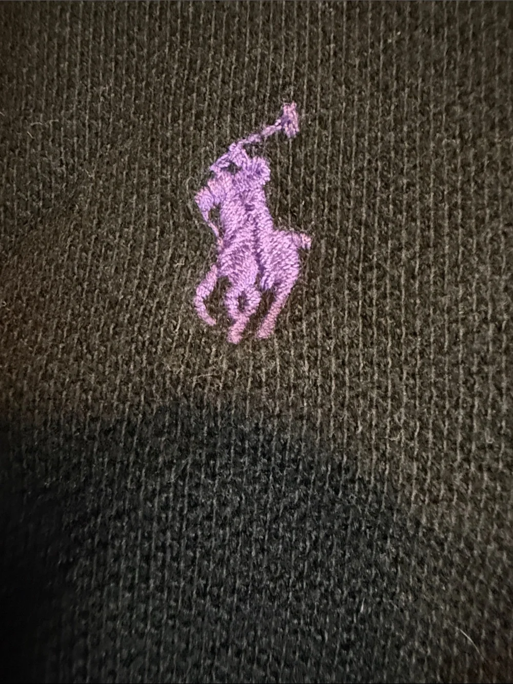 Ralph Lauren Black Long-Sleeve Polo with Purple Logo